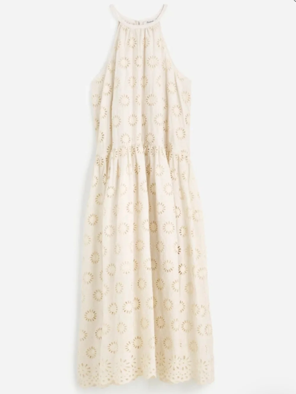 Madewell Embroidered Drop-Waist Maxi Dress - Ivory Floral Eyelet - Picture 6 of 14